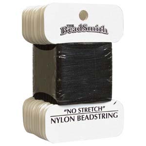 Beadstring No Stretch Nylon Size 2 - Black (26 yards)  Yellow Brick Road  provides Beads, Findings, Jewellry Reapirs